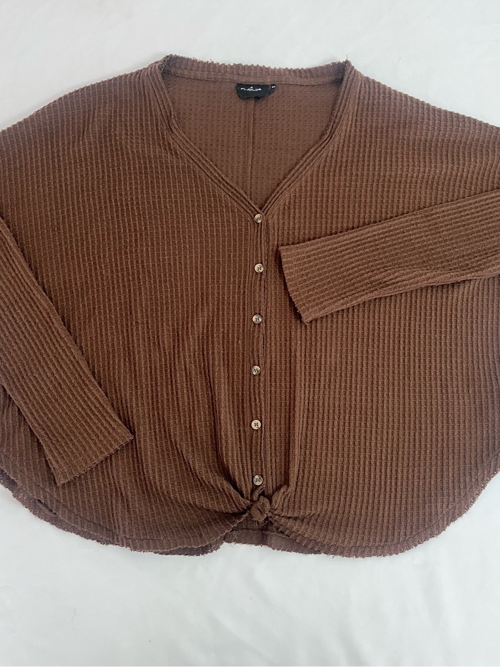 Out From Under Knot-Front Brown Button Lounge Cardigan
